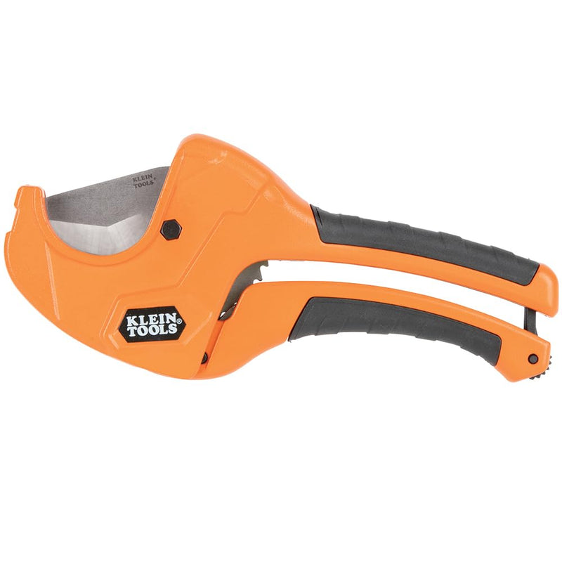 [Australia - AusPower] - Klein Tools 50063 Ratcheting PVC Pipe Cutter, Cuts 1-1/4-Inch I.D. PVC, CPVC, PEX Pipes, One-Handed Operation, Replaceable Blades 
