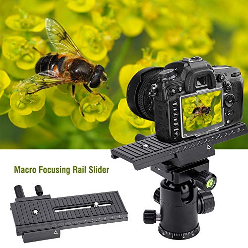 Rail Slider Camera Slider 2 Way Macro Focusing with 1/4" Mounting Screw for Closeup with Precision Scale to get Quick