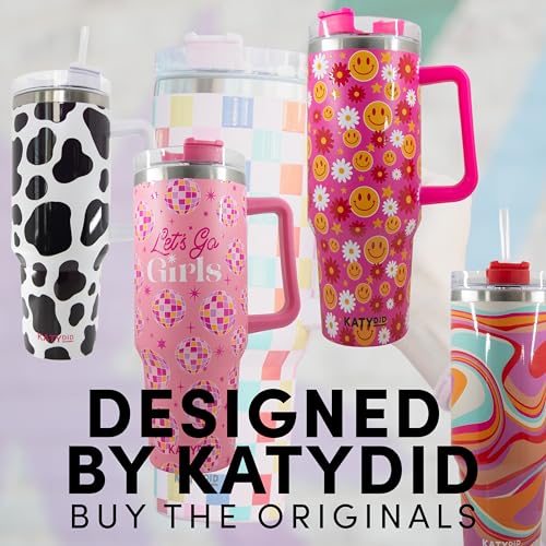 KATYDID 40oz Stainless Steel Tumbler with Handle and Straw - Dishwasher Safe Insulated Tumbler for All-Day Hot or Cold Coffee, Water, Tea, Smoothies and More (Light Pink Western Boots) Light Pink Western Boots