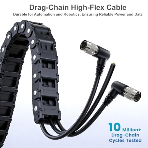 Alvin's Cables HR10A-7P-6S Hirose 6 Pin Female to Open End Power I/O Cable for Sony CCD, Basler, Keyence, Cognex, Baumer, Hikvision Industrial Camera, High Flex Shielded B-Type 16.4ft/5m Right angle 6 Pin B-Type