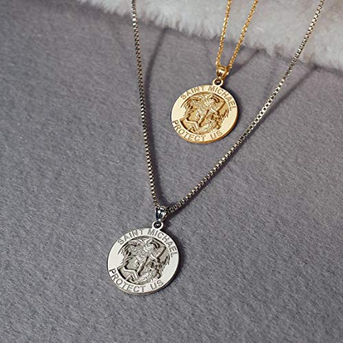 Saint Michael Pendant Necklace Stainless Steel Archangel Catholic Medal Amulet Protect US Necklace for Women Men
