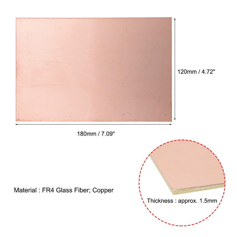 [Australia - AusPower] - uxcell Double-Sided Copper Clad Laminate PCB Circuit Board, FR4 180x120mm 7.09x4.72 inch, 1.5mm Thickness DIY Prototyping PCB Board, Name Board, 5pcs 180mmx120mmx1.5mm 