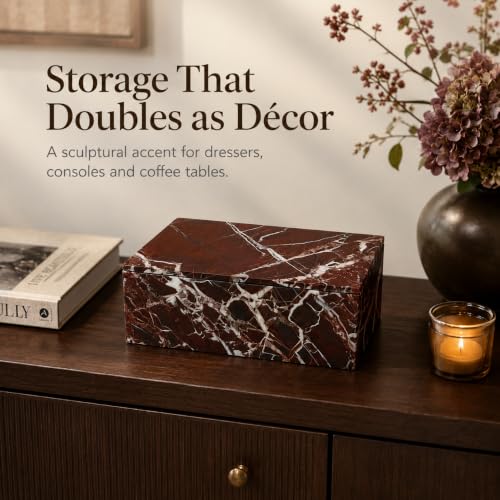 Purple and red marble jewelry storage box with lid from SIRIZEN-DIVING, featuring a sleek design for organizing jewelry.