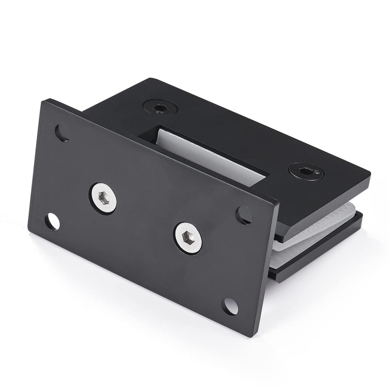 Ranbo 90 Degree Shower Glass Door Hinge, Matte Black, 1 Pack | solid 5mm-thick 304 stainless steel, wall to glass mount, for 5/16"-1/2" (8mm-12mm) thick frameless doors 90-degree glass-to-wall