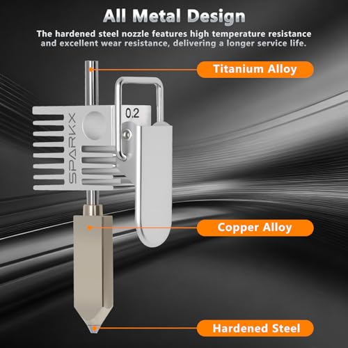 Creality Quick-Swap 0.2mm Hotend for i7, Nickel Plated Copper Alloy Heating Block Kit with 0.2mm Hardened Steel Nozzle Hot End Kit for SPARKX i7