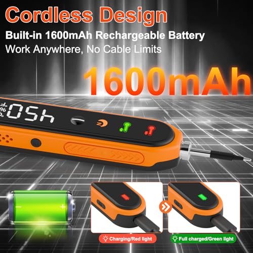 Soldering Iron Set, 1600 mAh USB Wireless Soldering Iron for DIY Projects | Adjustable temperature 180℃-450℃, 3 soldering tips, soldering wire, solder paste, for electronics repairs, electrical work Orange Wireless soldering iron set
