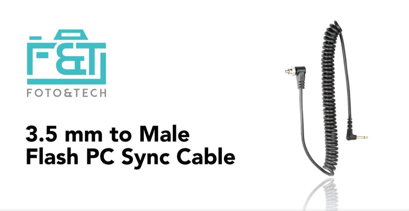 Foto&Tech 3.5 mm to Male Flash PC Sync Cable, 14 Inch Coiled Cord with Screw Lock, Compatible with Nikon Canon and Most DSLR Cameras PocketWizard Plus III Plus II Mini Phone PC1 (3 Pieces) (Pack of 2) 3 Pieces 14 Inch (Pack of 2)