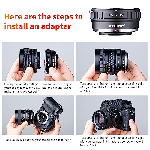 K&F Concept Lens Mount Adapter Compatible with Contax/Yashica (Also Know as c/y) Lens to Fujifilm X-Pro1 Mirrorless Camera C/Y-FX