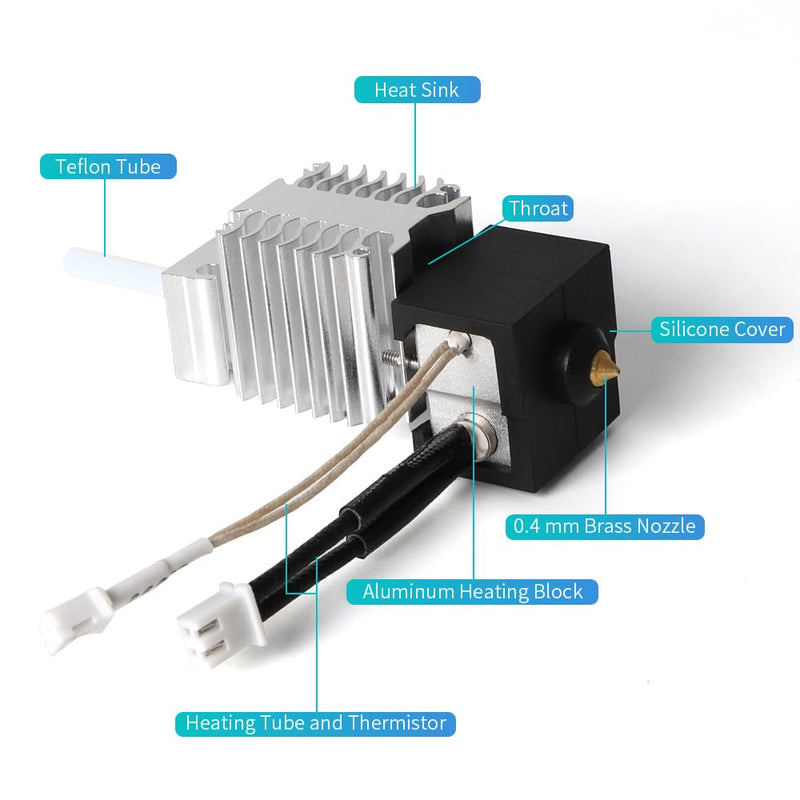 Creality Ender 3 V3 SE Hotend Kit, Original Ender 3 V3 SE Extruder Hotend Heater Block Set Assembled Print Head Kit Heat Resistance 3D Printer Accessories Replacement Kit