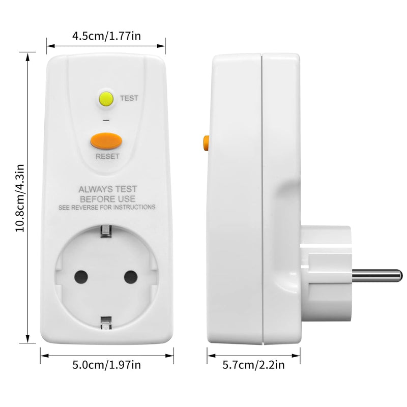 [Australia - AusPower] - Fi Circuit Breaker Socket, Personal Protection Plug, Anti-Leakage and Electric Shock, 10 mA Protective Contact 230 V, 16 A Circuit Breaker Plug, Suitable for Household Devices, Tools, Outdoor 