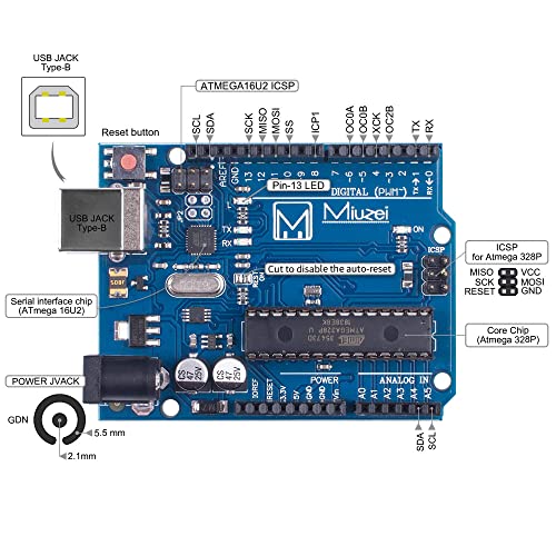 Miuzei Starter Kit for Arduino, Electronics Kit 248 Pieces, 42 German Courses | Electronic project kit with German tutorial, pegboard, sensors, LEDs, power supply, solder-free, ideal for beginners