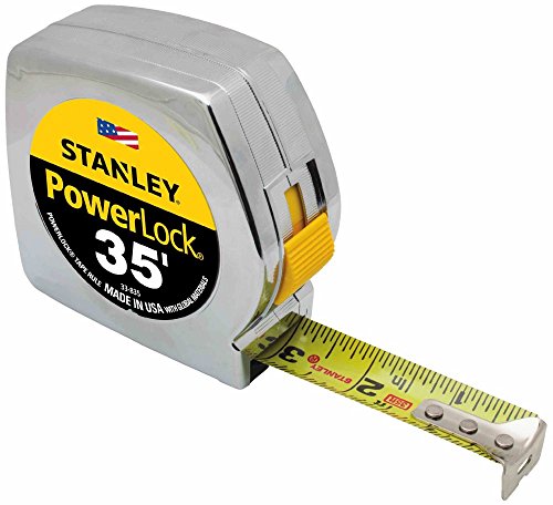 STANLEY PowerLock 35-foot pocket tape measure with compact black and yellow case