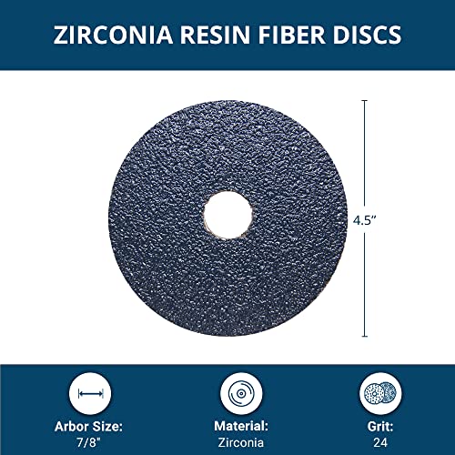 Benchmark Abrasives 4.5-inch 24-grit zirconia resin fiber sanding discs, 7/8-inch arbor, 25-pack