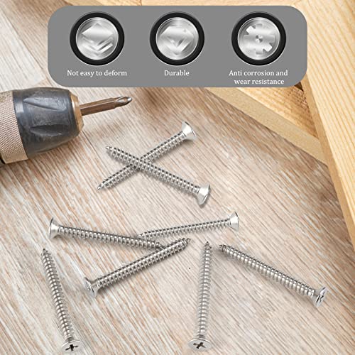 50 PCS #14X3 Stainless Steel Phillips Flat Head Wood Screws,Stainless Steel 18-8 A2(304) Screw,Home Screw Kit by QISHENG #14X3" Colorless 50