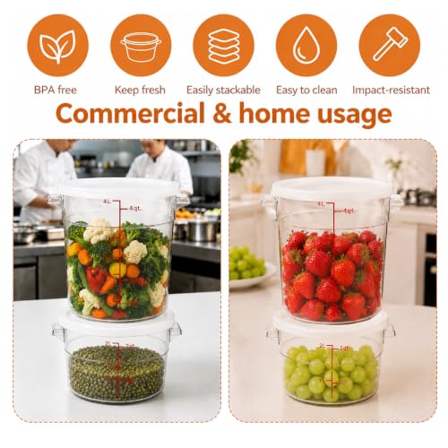 Two clear round Varfukaz dough proofing containers with lids, 2-quart and 4-quart sizes for bread rising and fermentation.