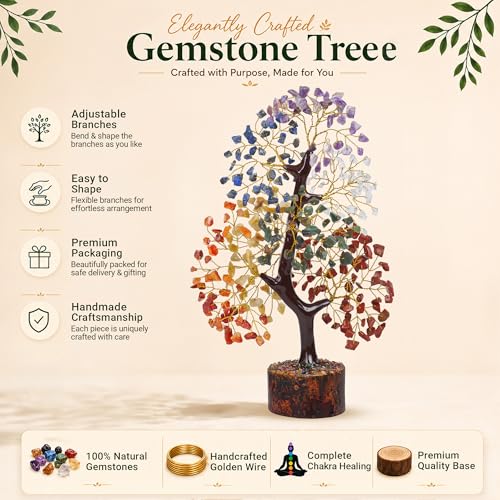 PYOR 7 Chakra Tree of Life Birthday Gifts for Women 10 Inch 300 Beads A-7chakra Tree