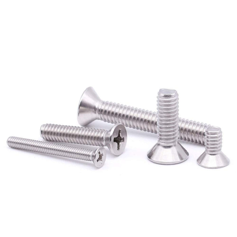 [Australia - AusPower] - #6-32 x 1/2" Flat Countersunk Head Machine Screws, Phillips Drive, 304 Stainless Steel 18-8, Full Thread, Coarse Thread UNC, 100 PCS #6-32 x 1/2" 