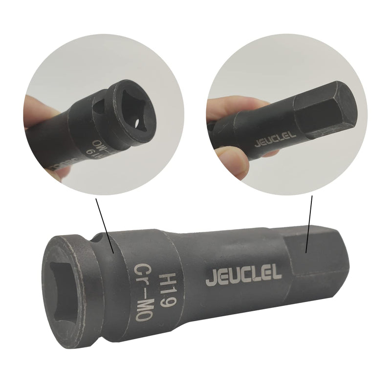 [Australia - AusPower] - 19mm Hex Impact Bit Socket, H19 1/2-Inch Impact Drive Allen Socket, Cr-Mo Steel Lengthen Hex Screwdriver Socket Adapter H19 19MM 