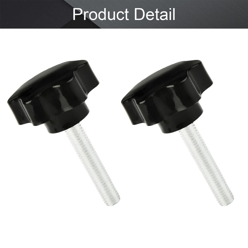 [Australia - AusPower] - MroMax 2PCS M10x50mm Star Handle Knob Thread Replacement Tightening Screw Quick Disassembly Replacement Parts Clamping Handle Grip Screw Knob Black M10 x 50mm 50mm Head Dia 