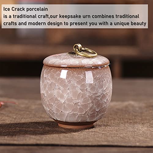 Small Urns for Human Ashes, Ceramic Memorial Mini Ashes Urns, Hold 5.5 Cubic Inches of Ashes, Beautiful Mini Sharing Funeral Urns with Exquisite Box (White) White&m