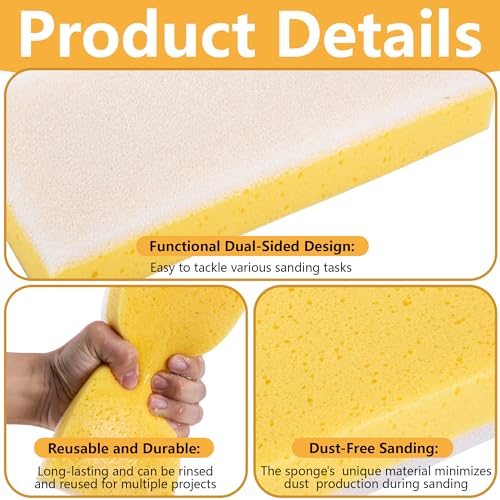 RUBII 8-piece drywall sanding sponge set with 9-inch dual-sided washable wet sanding blocks