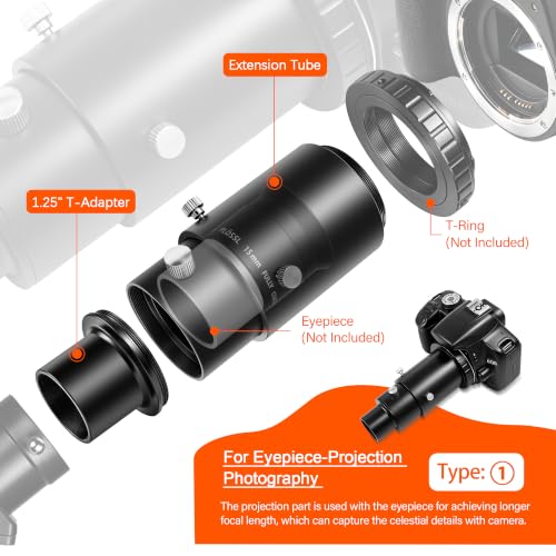 Astromania Telescope Photo Adapter Extendable Camera Adapter with T Adapter Classic Version