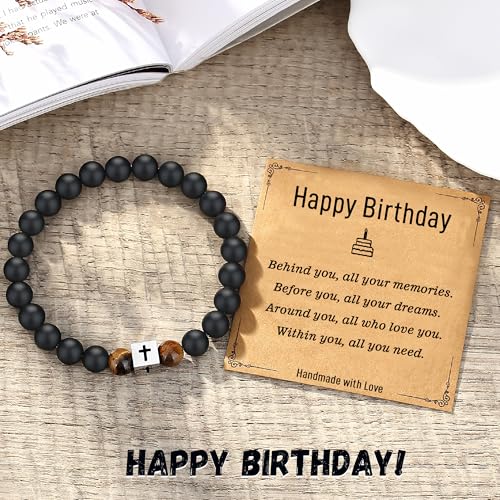 AryaHozel Cross Bracelet for Men, Birthday Gifts for Men, 10th-80th Happy Birthday