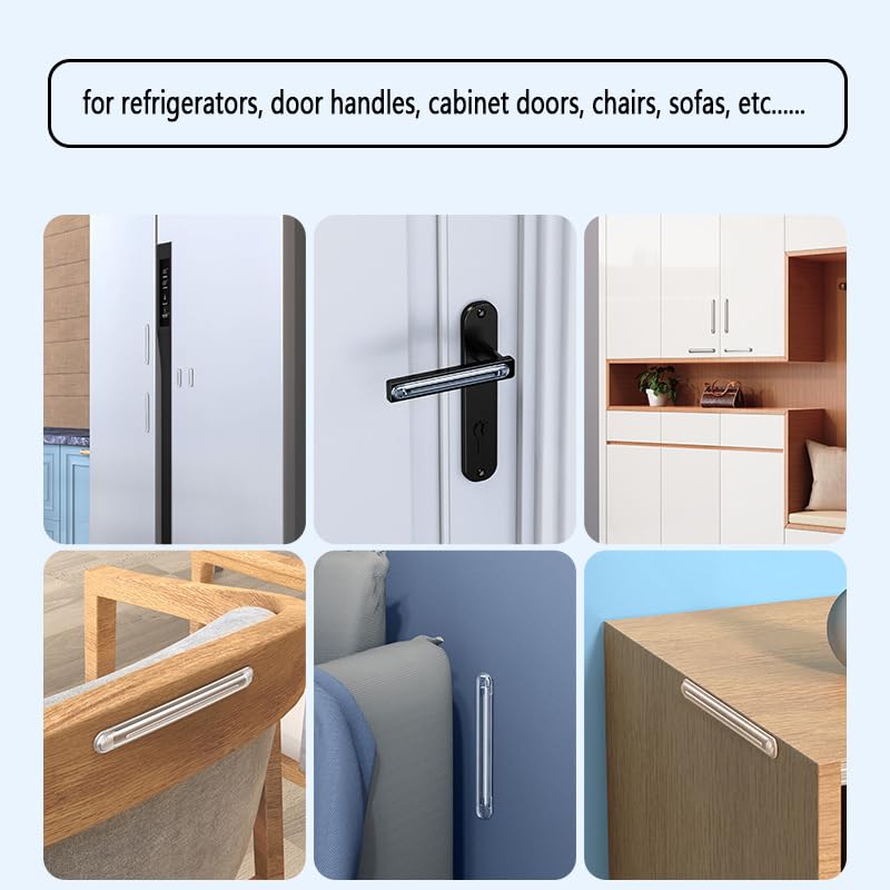 [Australia - AusPower] - 8 PCS Clear Furniture Bumpers, BetterJonny Silicone Cabinet Bumpers Clear Wall Protector Adhesive Door Knob Wall Protector for Door Handle, Refrigerator Door, Chair (4 Long, 4 Short) 
