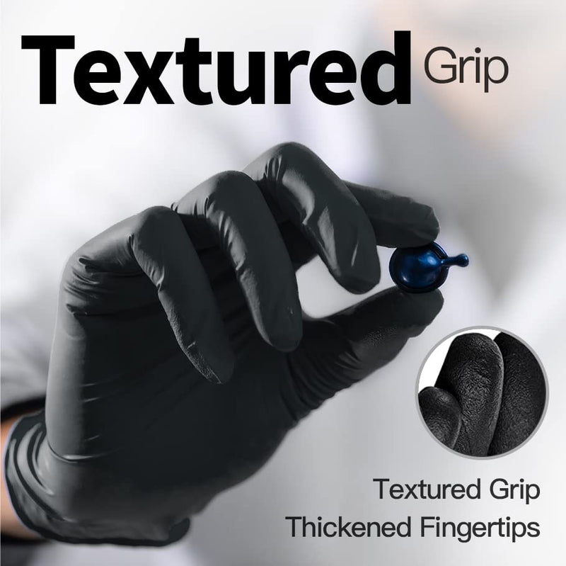 [Australia - AusPower] - Disposable Nitrile Exam Gloves, 5 Mil Chemical Resistant Powder-Free Non-Sterile Food Safe Medical Glove, Black Black (Large 100) 