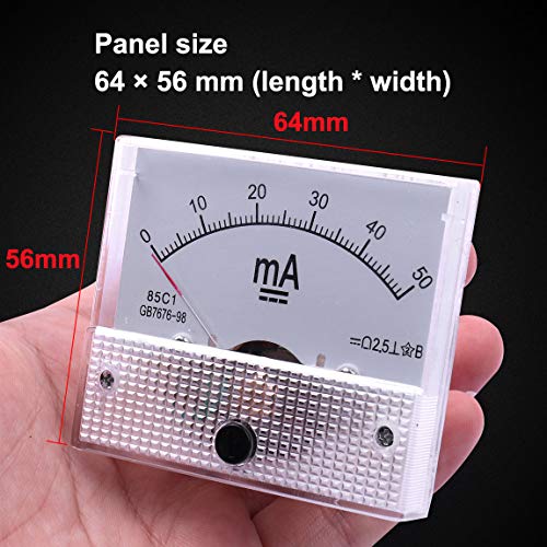 ATOPLEE DC 0-50mA analog amperemeter panel meter gauge with 85C1 scale and black clamp-style frame