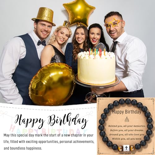 AryaHozel Cross Bracelet for Men, Birthday Gifts for Men, 10th-80th Happy Birthday