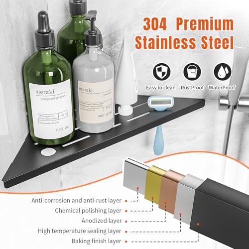 Corner Shower Shelves 10" 2 Pack Shower Shelves for Tile Wall Black 10"