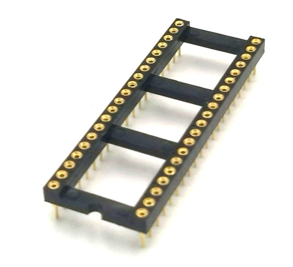 Gold-Plated 16 pcs DIP-40 pins Round Hole IC Socket Adaptor 2.54mm Pitch 7.6 Row Pitch 2 Row 40 Round Pins Soldering