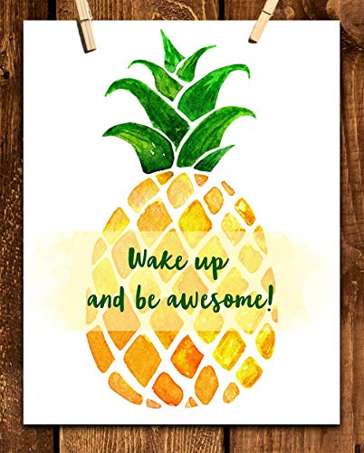 Be Awesome Affirmation Wall Art, Inspirational Spiritual Quotes Wall Art Decor, Minimalist Motivational Posters, Gym Motivational Wall Art, Office Zen Room Decor, Yoga Meditation Room (11x14) Pineapple