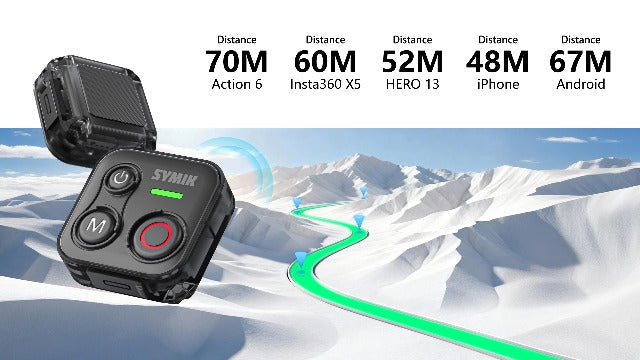 Bluetooth Remote Control for DJI Osmo 360, Osmo Action 6/5 Pro/4, for insta360 GO Ultra/GO 3S/X5/X4/X3/Ace - 164ft Range, Compatible with iPhone 12-17 Pro Max, Hero 8-13, Android Phones