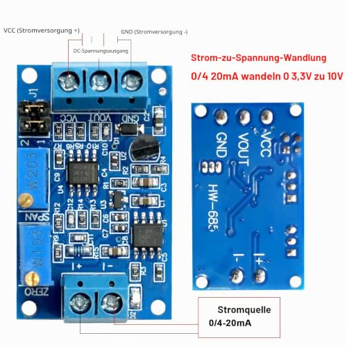 Current to Voltage Converter Module 0/4-20mA to 0-3.3V 5V 10V Voltage Transmitter, Current Transformer Module Signal Conversion Board