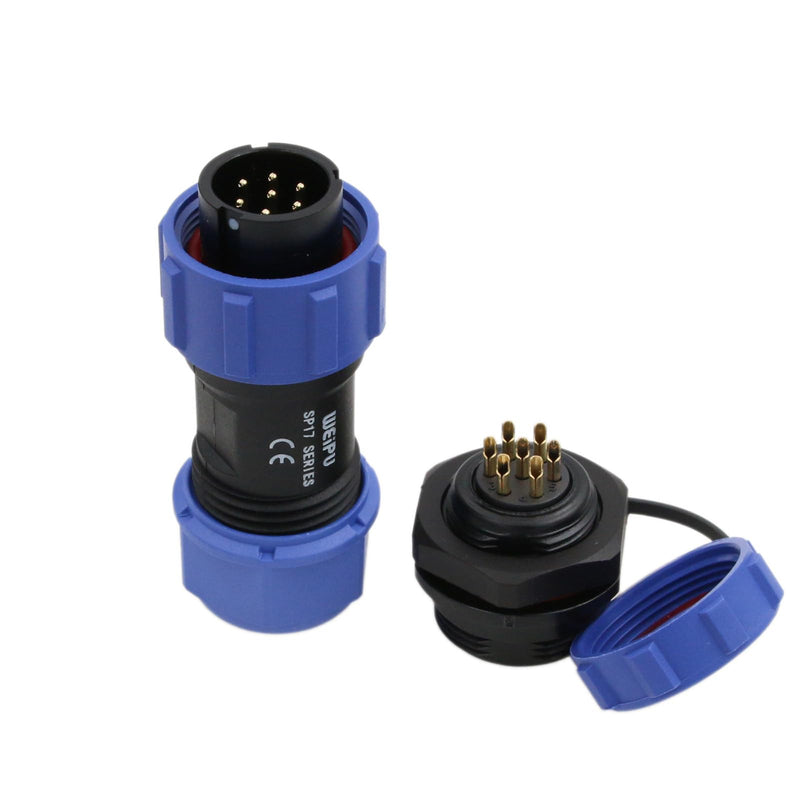 [Australia - AusPower] - SP17 7 Pin Connector 5A Power Aviation Circular Threaded Solder Rear Mount Panel Socket Plug, 18AWG Wire 7 pin 5A 