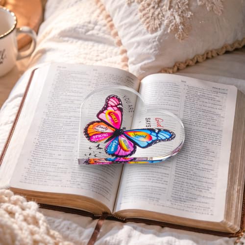 8 Pack Christian Gifts for Women, Butterfly Inspirational Religious Acrylic Plaque Set, Spiritual Birthday Gifts for Mom Sister Girl Coworker Catholic Female Friends, Bible Verse Desk Decor Sign for Home Office
