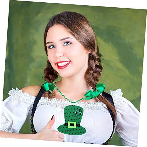 Kisangel 12pcs Shamrock Bead Necklace Set St Patricks Day Accessories Party Favors Women