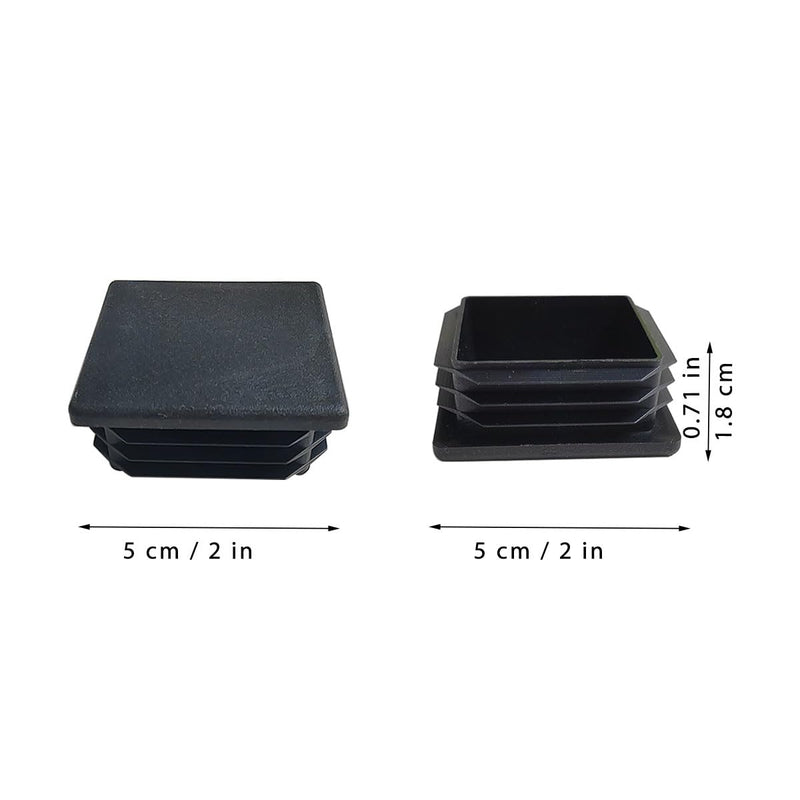 [Australia - AusPower] - 4 Pack 2'' Inch End Cap Square Tubing Black Plastic Plug,Tubing Post End Cap Suitable for Square TubeSquare Plastic Plug, Tubing Post End Cap 2 inch 