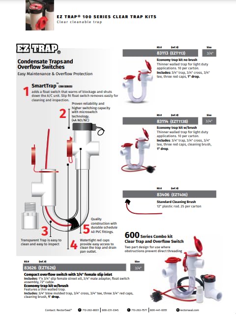 [Australia - AusPower] - RectorSeal EZ Trap 83114 Light Duty CRS Trap, Easy Installation, HVAC, 3/4" 3/4 inch 