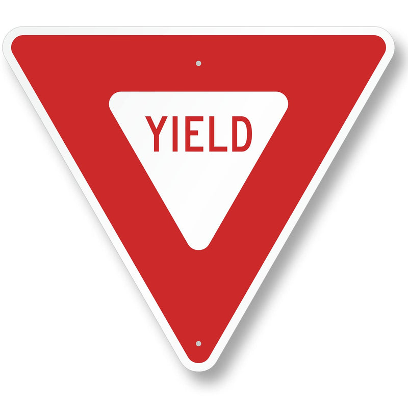 SmartSign - X-R1-2-EG-YIELD-18-M1 Yield MUTCD Sign By | 18" Triangle 3M Engineer Grade Reflective Aluminum White on Red