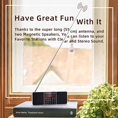 [Australia - AusPower] - PRUNUS J-288 Portable Radio AM FM Radio with Bluetooth Speaker, Sleep Timer, Power-Saving Display, Ultra-Long Antenna, AUX Input & USB Disk & TF Card MP3 Player, NO Manual Preset Blue 