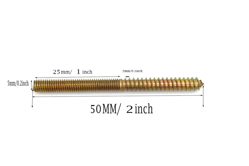 [Australia - AusPower] - 50PCS 1/4 * 2'' Single Tip Double Ended Tooth Bolt Furniture Hanger Bolt Double Threaded Rod Bolt 50mm Length Self Tapping Screw Furniture Accessories 1/4*2" 50 