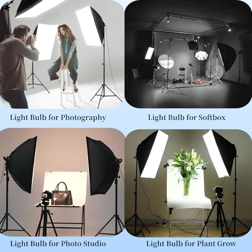 2 Pack 85W LED Softbox Light 2700-6500K Photography Light Bulb LED 85W 2