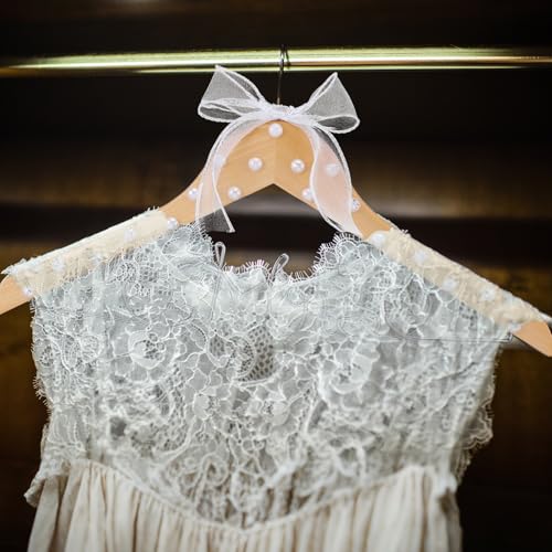Honeydak Wood Bridal Hanger for Wedding Dress,Natural,Pearl Natural Pearl