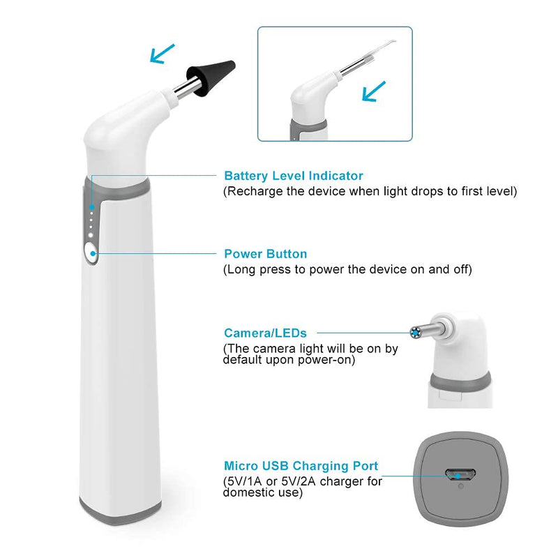 Wireless Otoscope, 3.9mm Ultra-Thin WiFi Ear Scope Camera with Earwax Removal Tool and 6 LED Lights, Ear Cleaner with Gyroscope, Ear Endoscope Compatible with Android and iPhone