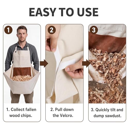 Rickcaptain woodworking apron for men, large tool apron with adjustable straps and multiple pockets
