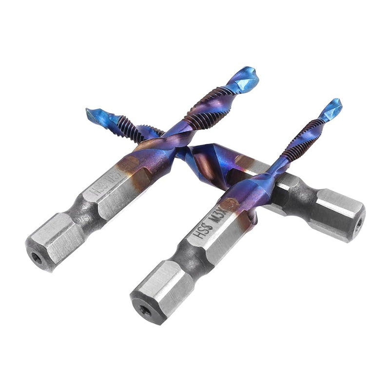 [Australia - AusPower] - Treki 6-Piece Combination Tap Bit Set M3 M4 M5 M6 M8 M10, Manual Tap Set, Spiral Tap with 6.35 mm for Cordless Screwdriver, HSS Hand Tap, Machine Tap Bits Set 