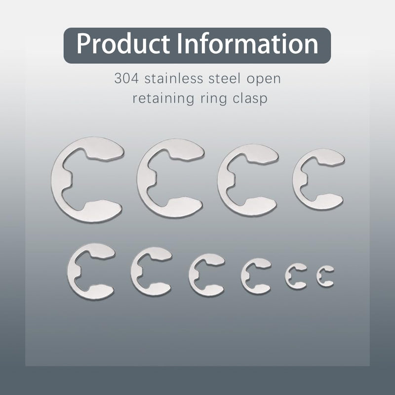 [Australia - AusPower] - 120PCS Stainless Steel E Clip Assortment Kit, External Circlip Snap Rings Retaining Clips Set, M1.5/M2/M3/M4/M5/M6/M7/M8/M9/M10 E Clip Assortment Kit for Bearings, Axles, Gears, Pulleys 